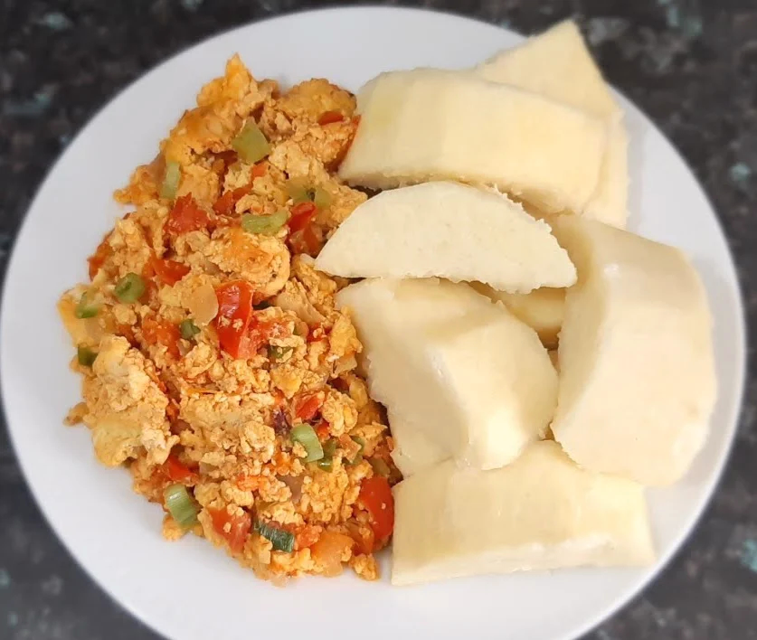 Boiled Yam with Egg Sauce image