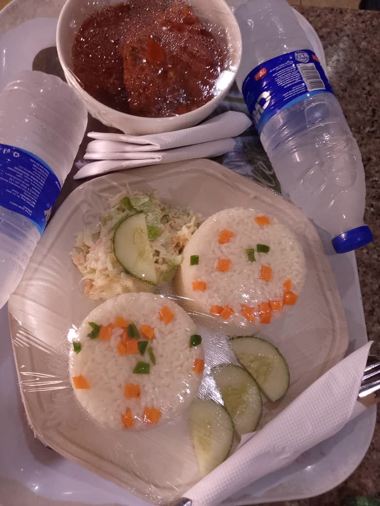 White rice, Stew & Chicken. image