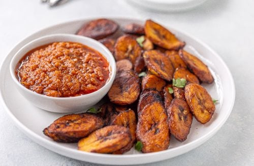 Fried Plantain with Sauce & Chocolate. image