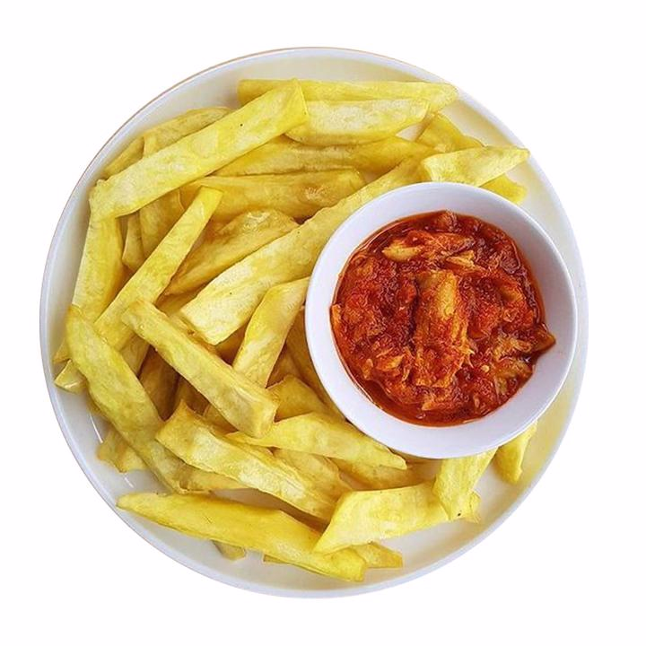 Fried Yam with Sauce & Coffee. image